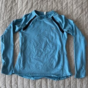 Under Armour Women's Aqua Blue Long-Sleeve Swim Top with Black Accents